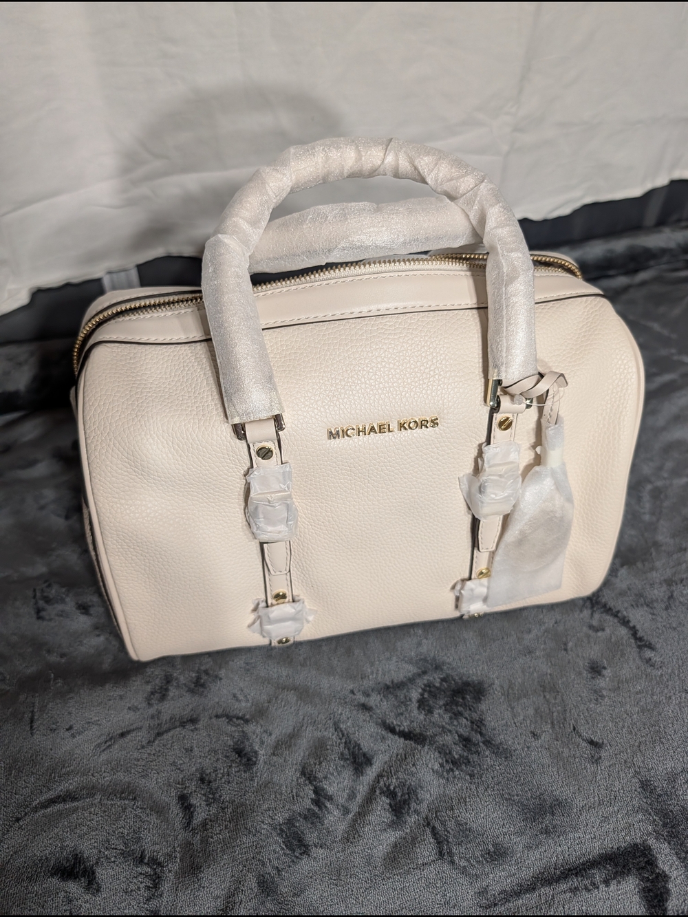 Michael Kors Cream Leather Satchel Bag